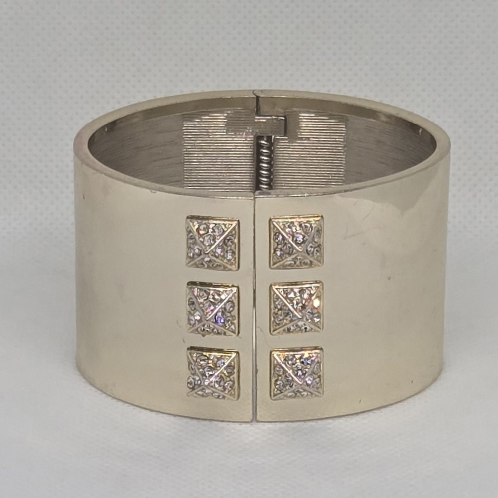 Victoria’s Secret Gold Cuff Bracelet w/ Crystal Stud Accents – Statement - Picture 2 of 10